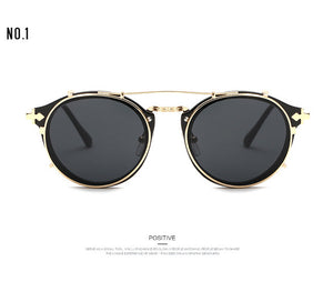 Retro Double Flip Steampunk Sunglasses