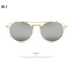 Retro Double Flip Steampunk Sunglasses